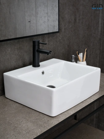 Раковина керамическая Gid Geométrico 51214 50х40 накладная цвет белый 1 отверстие под смеситель