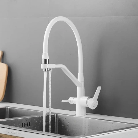 Смеситель для кухни Rose R558C на мойку белый