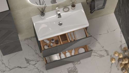 Тумба под раковину Velvex EDGE tn.EDG.9696.80.2Y графит 80х39х80 напольная цвет графит - фото 4