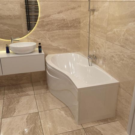 Ванна акриловая Timo VINO VINO1590L-KTVINO15-SPV1505-FPVINO15L 150х90 пристенная асимметричная с каркасом