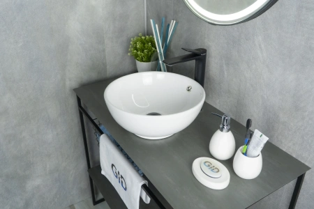 Раковина керамическая Gid Esfera 51102 40х40 накладная цвет белый без отверстий под смеситель