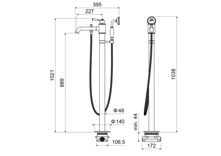 Смеситель Aquatek КЛАССИК AQ1545CR напольный хром