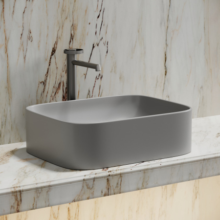 Раковина из сантехнического фарфора Ceramica Nova ELEMENT CN6052MSG 51х38 накладная цвет серый матовый без отверстий под смеситель