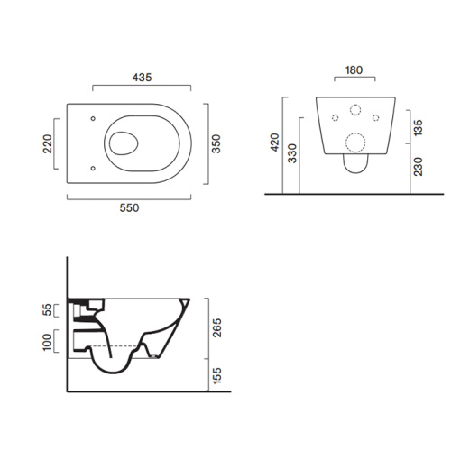 Чаша унитаза подвесная Catalano Zero 111550021 цвет белый матовый без сиденья безободковая смыв торнадо - фото 2