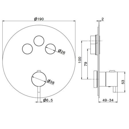 Смеситель для душа Newform Inciso 70427EX.50.050 встраиваемый в стену нержавеющая сталь с термостатом