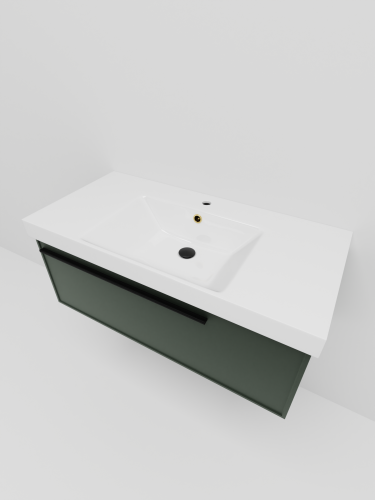 Тумба с раковиной La Fenice ELBA NFNC-01-ELB-G-100-3-100 101х36х49 подвесная цвет серо-зеленый - фото 3