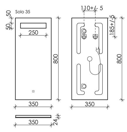 Зеркало с подсветкой Sancos Solo SL35 40х80 подвесное
