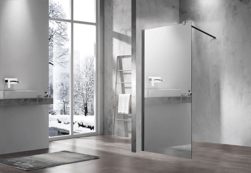 Душевая перегородка Vincea Walk in VSW-1H100MRB 100х200 стекло зеркальное профиль черный - фото 2