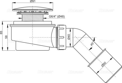 Сифон для душевого поддона Alcadrain A471CR-60 - фото 2