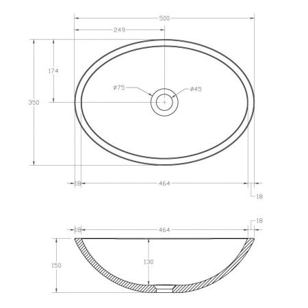 Раковина из полиэфирной смолы Abber Kristall AT2802Saphir 50х40 накладная цвет синий без отверстий под смеситель