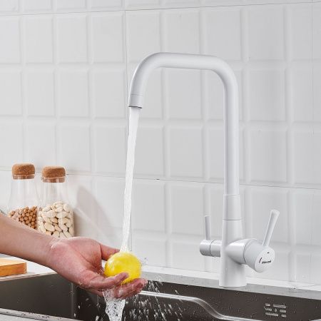 Смеситель для кухни Shevanik S528C на мойку белый