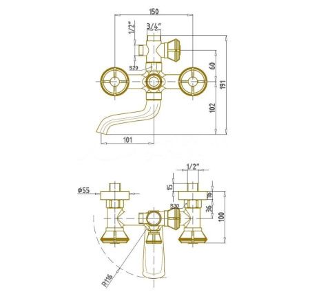 Душевая стойка Bronze de Luxe 10121F настенная цвет бронза