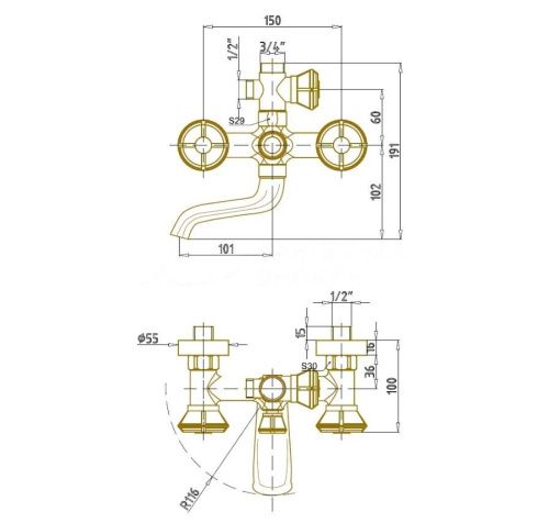 Душевая стойка Bronze de Luxe 10121F настенная цвет бронза - фото 3