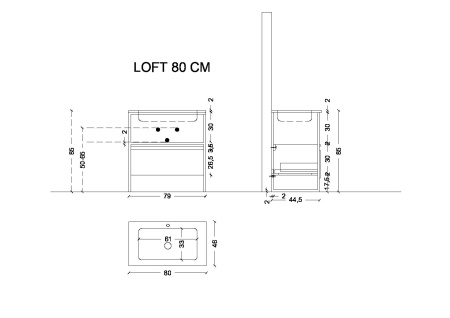 Тумба Armadi Art Loft 894-080-W 78х48х29 подвесная цвет белый