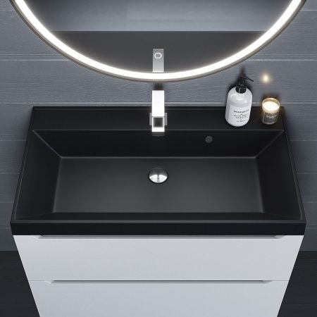 Раковина из искусственного камня Uperwood Classic Quartz 291030008 80х50 полувстраиваемая цвет черный
