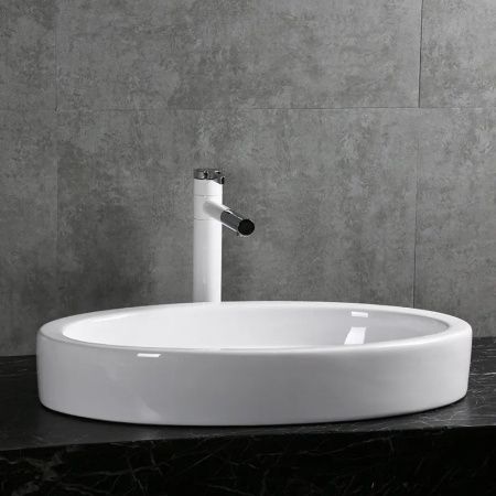 Раковина из сантехнического фарфора Cerutti SPA CR7045 60х40 накладная цвет белый без отверстий под смеситель