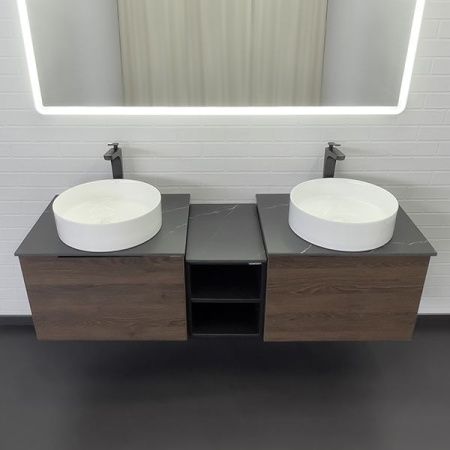 Тумба с раковиной Comforty Портленд 00-00013687CF 150х50 подвесная цвет коричневый