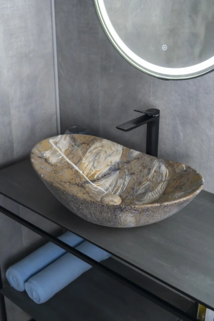 Раковина керамическая Gid Lago 54477 60х40 накладная цвет многоцветный без отверстий под смеситель