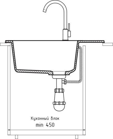 Кухонная мойка Granfest Rondo R-580L графит 58х45 цвет графит поверхность матовая