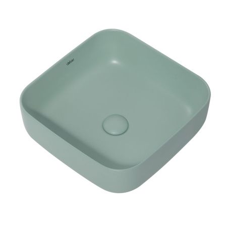 Раковина из сантехнического фаянса Abber RECHTECK AC2211MCG 40х40 накладная цвет зеленый без отверстий под смеситель