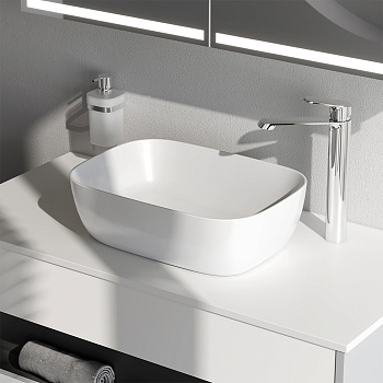 Раковина из сантехнического фарфора Am.Pm Func M8FWCC10450WG 46х33 накладная цвет белый без отверстий под смеситель