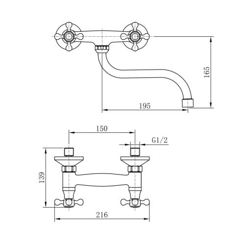 Смеситель для кухни Fashun A4608 настенный хром - фото 3