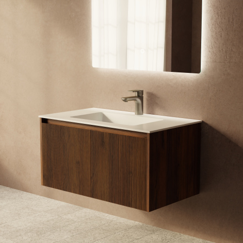 Тумба с раковиной ArtDecco Camilla (Камилла) ACM08W22S200 80x45x40 подвесная цвет черный орех - фото 5