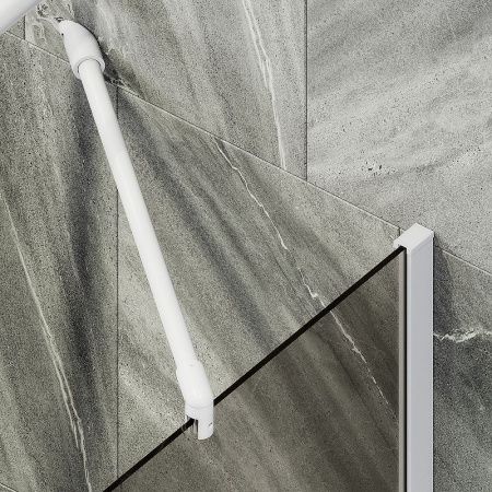 Душевая шторка на ванну Maybah Glass MGV-66-1ш 40х140 стекло тонированное профиль белый ориентация универсальная