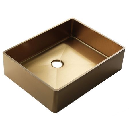 Раковина из нержавеющей стали Melana MLN-D4837G Castle 50х40 накладная цвет золото без отверстий под смеситель