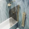 Душевая шторка на ванну Maybah Glass MGV-611-3 60х140 стекло тонированное профиль золото ориентация универсальная