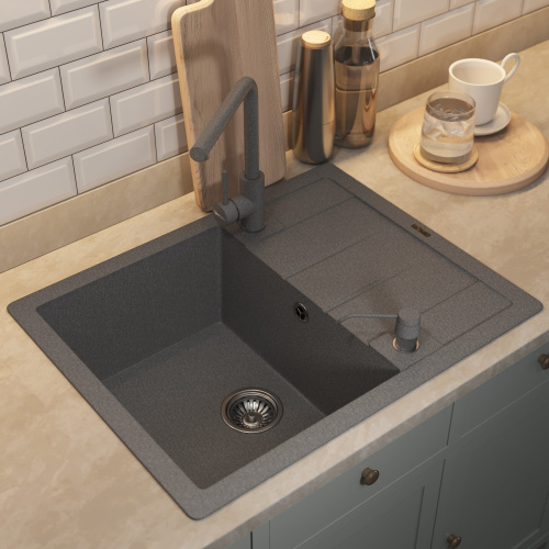 Кухонная мойка Uperwood Quartz Premium UPD-03 3910202110 65x51 цвет серый матовый - фото 3