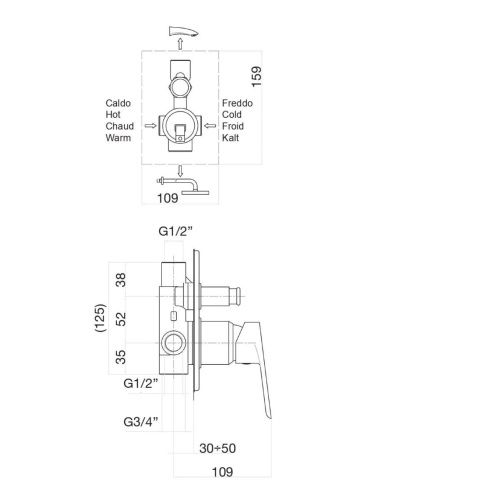 Смеситель для ванны и душа Fiore 81CR6517 настенный хром - фото 3