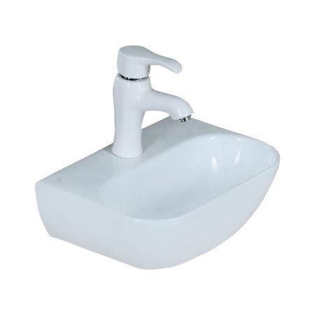 Раковина из сантехнического фарфора Melana A265-803 40х30 подвесная цвет белый 1 отверстие под смеситель