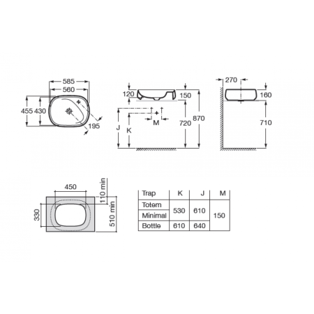 Раковина Roca 73270B8640 60х40 накладная цвет черный