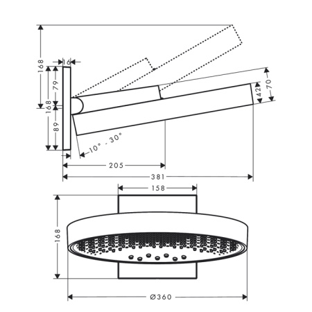 Верхний душ Hansgrohe Rainfinity 26234670 35х35 черный