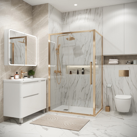 Душевая перегородка Grossman Cosmo 200.K33.02.70.32.00 70х195 стекло прозрачное профиль золото глянцевое