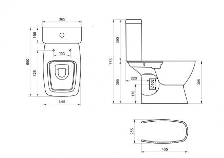 Унитаз-компакт напольный с бачком Santek Нео 1WH302418 белый с сиденьем микролифт безободковый каскадный смыв