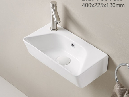 Раковина из санфаянса CeramaLux 78578R 40х23 накладная цвет белый глянцевый 1 отверстие под смеситель