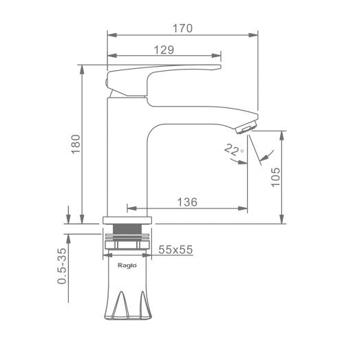 Смеситель Raglo R01 R01.10.03 на раковину золото - фото 2