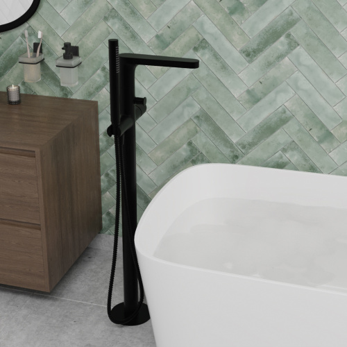 Смеситель для ванны и душа Wasserkraft Fulda 5200 5221 напольный черный - фото 4