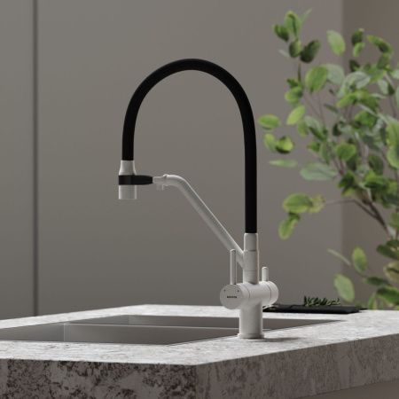 Смеситель для кухни Sancos Dora SC4003GR на мойку белый/черный