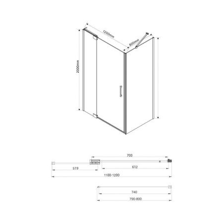 Душевой уголок Vincea Extra VSR-1E111280CL 120х80 стекло прозрачное профиль хром без поддона