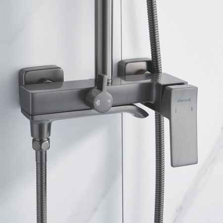 Душевая стойка Shevanik S4036T настенная цвет оружейная сталь