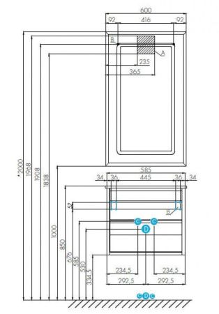 Тумба под раковину Aquaton Римини 1A226601RN950 60х40 подвесная цвет черный
