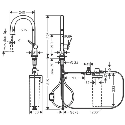 Смеситель для кухни Hansgrohe Aqittura 76803800 на мойку вороненая сталь - фото 2