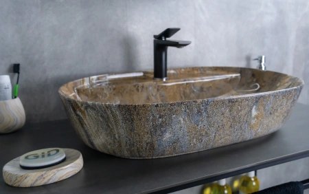 Раковина керамическая Gid Lago 54471 60х40 накладная цвет многоцветный 1 отверстие под смеситель