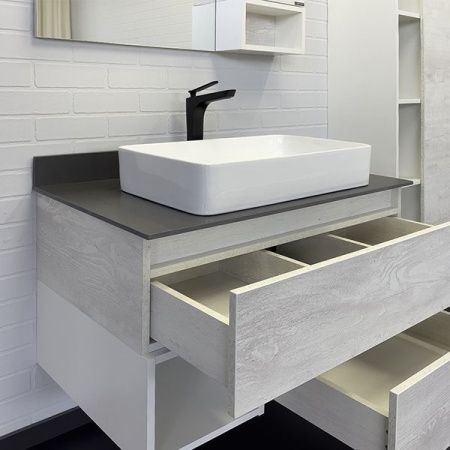 Тумба с раковиной Comforty Прага 00-00014425CF 90х50 подвесная цвет серый