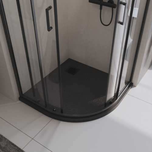 Душевой поддон BelBagno UNO TRAY-MR-UNO-R-90-550-35-NERO-NO 90х90 искусственный мрамор черный матовый - фото 3