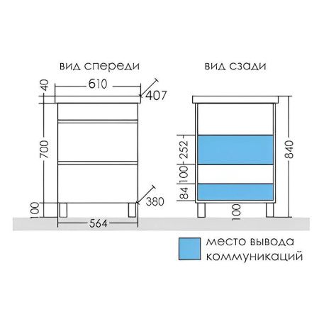 Тумба под раковину СанТа Марс 700291 60х40 напольная цвет белый