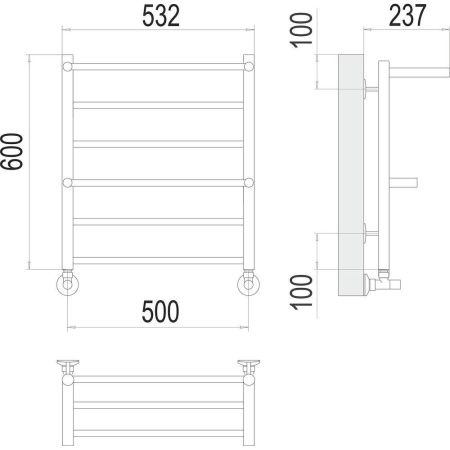 Полотенцесушитель водяной Terminus 4670078529954 55х60 хром